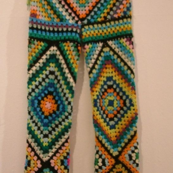 crochet Pants - Granny square vintage boho pants